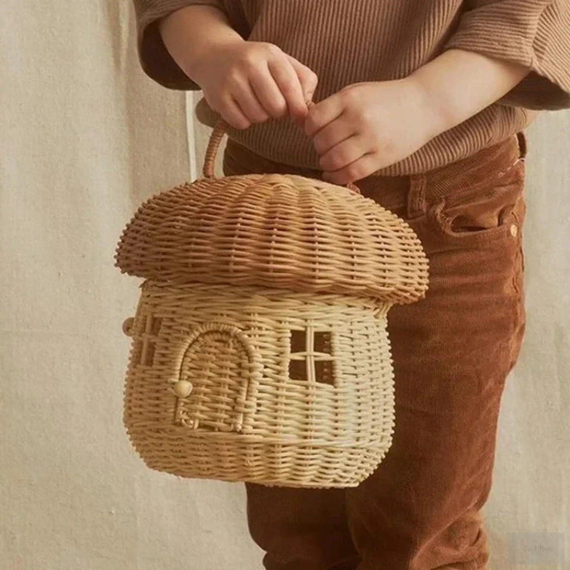 Rattan Woven Mushroom Basket Summer