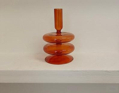 Retro Brown Glass Candle Holder