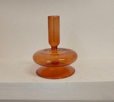 Retro Brown Glass Candle Holder