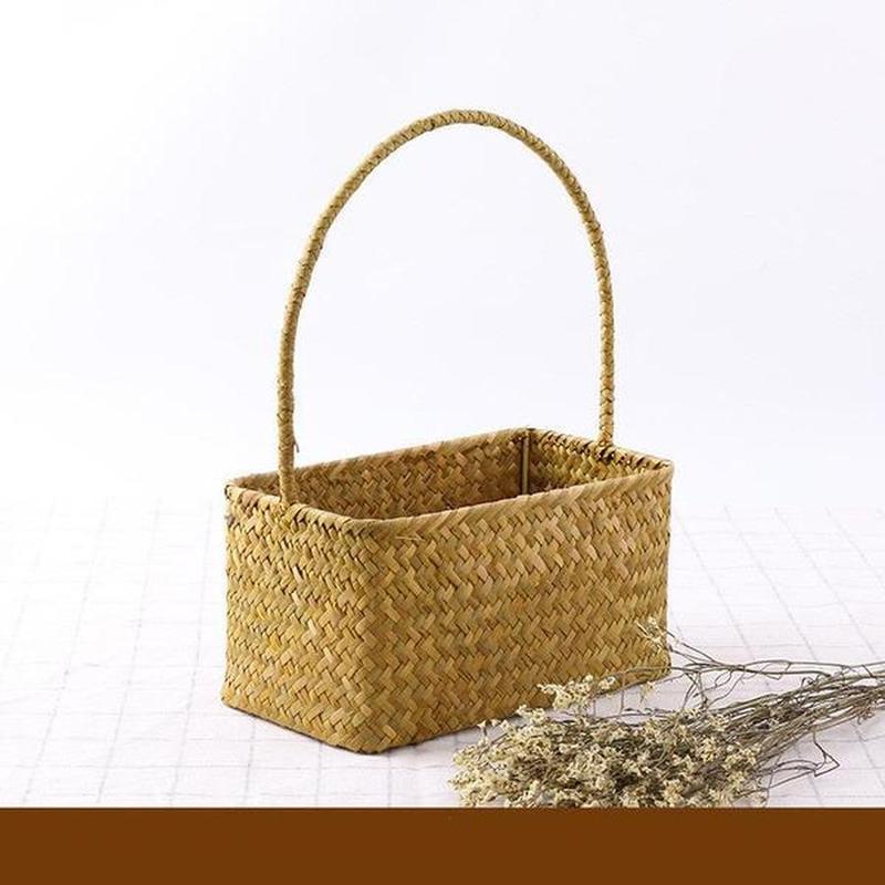 Seaweed Wicker Rattan Flower Basket Storage