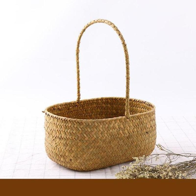 Seaweed Wicker Rattan Flower Basket Storage