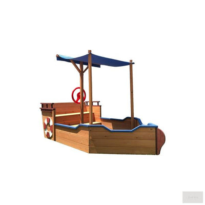 Ship Wooden Sandbox With Storage Bench And Seat
