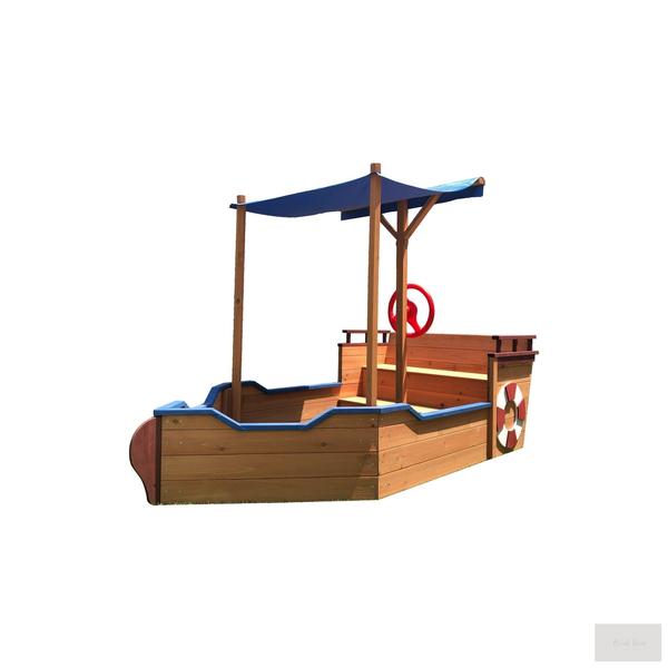 Ship Wooden Sandbox With Storage Bench And Seat