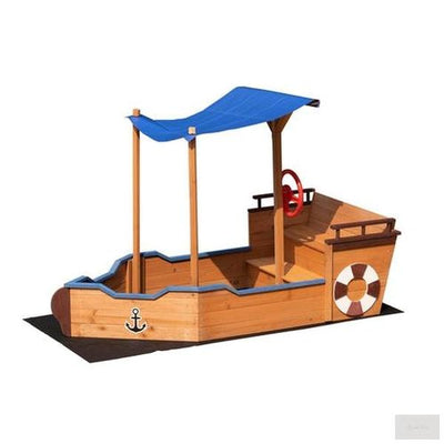 Ship Wooden Sandbox With Storage Bench And Seat