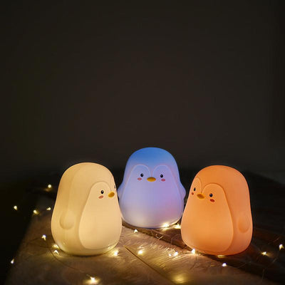 Silicone Cartoon Penguin LED Night Light – USB Rechargeable Touch Lamp (1200mAh)
