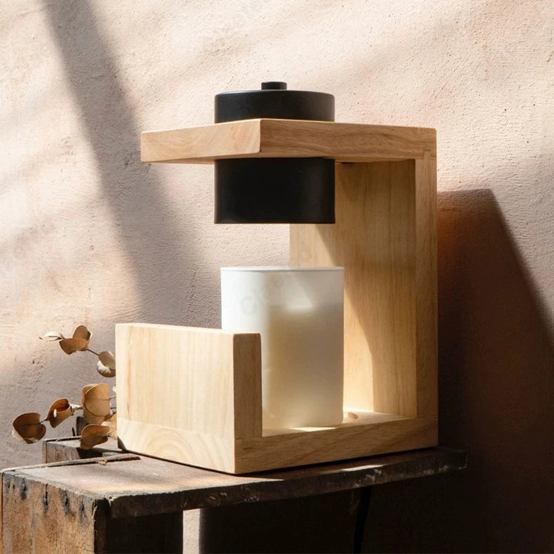 Simple Solid Wood Wax Melting Lamp