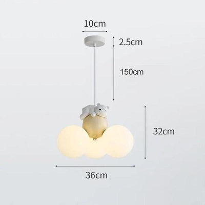 Teddy Glow Kids' Chandelier Cream Cartoon Bear Light