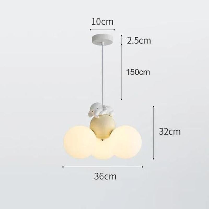 Teddy Glow Kids' Chandelier Cream Cartoon Bear Light