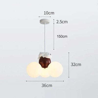 Teddy Glow Kids' Chandelier Cream Cartoon Bear Light