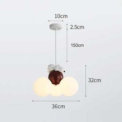 Teddy Glow Kids' Chandelier Cream Cartoon Bear Light