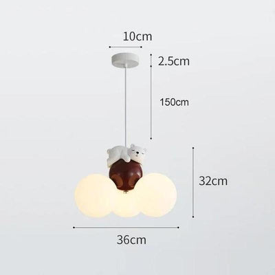 Teddy Glow Kids' Chandelier Cream Cartoon Bear Light