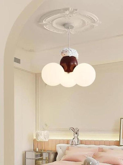 Teddy Glow Kids' Chandelier Cream Cartoon Bear Light