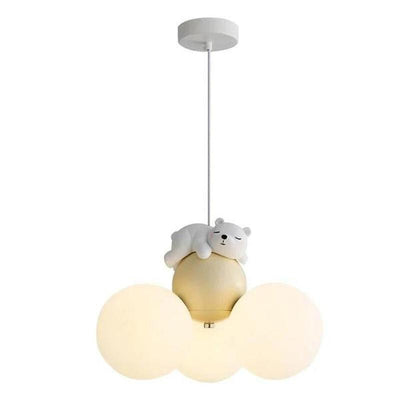 Teddy Glow Kids' Chandelier Cream Cartoon Bear Light