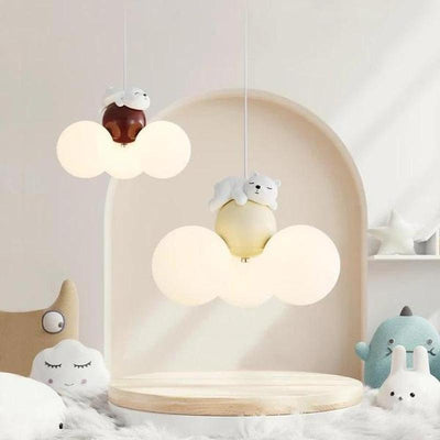 Teddy Glow Kids' Chandelier Cream Cartoon Bear Light