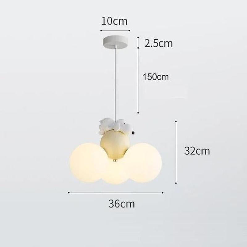 Teddy Glow Kids' Chandelier Cream Cartoon Bear Light