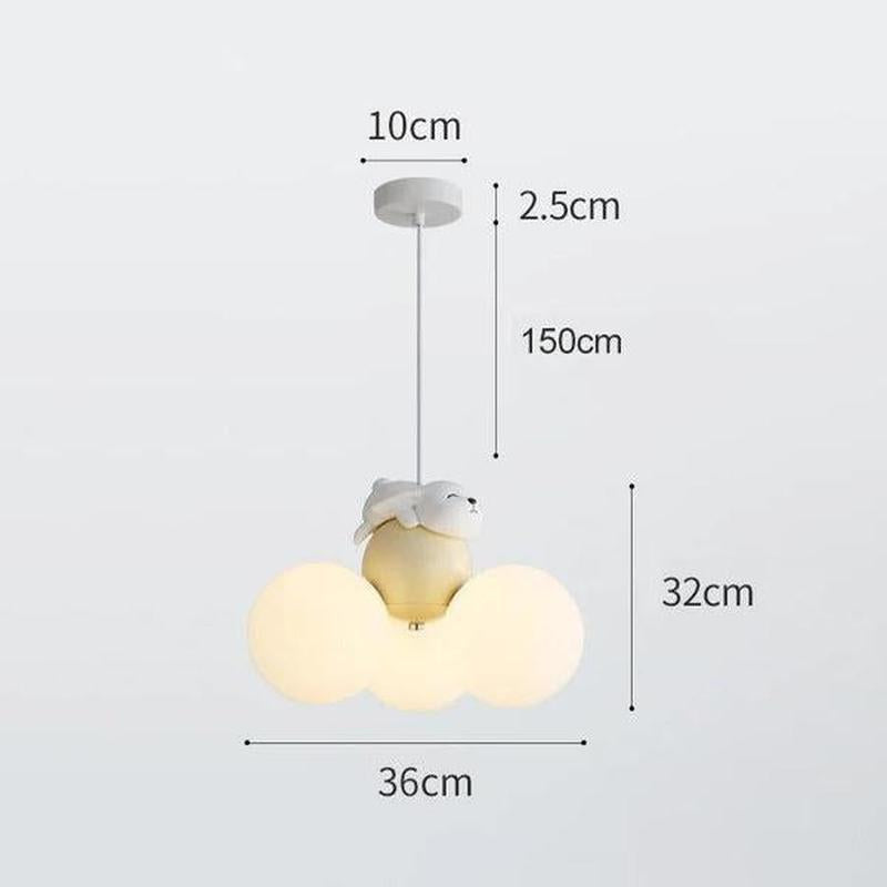 Teddy Glow Kids' Chandelier Cream Cartoon Bear Light