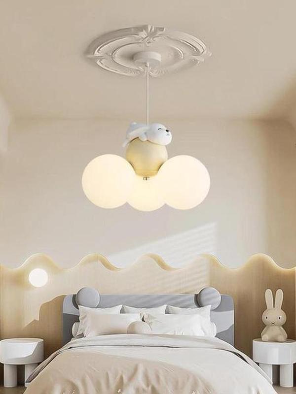 Teddy Glow Kids' Chandelier Cream Cartoon Bear Light