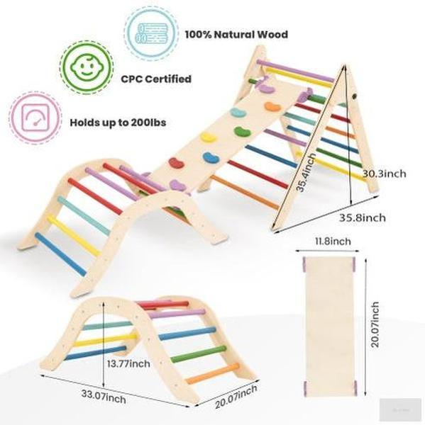 Toddler Climbing Toys - Pikler Triangle Set