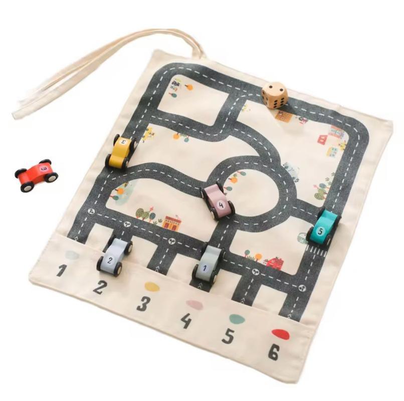 Travel Mate – Montessori Travel Car Game with Wooden Cars & Playmat | Open-Ended Family Fun for Ages 2+