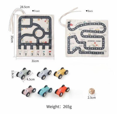 Travel Mate – Montessori Travel Car Game with Wooden Cars & Playmat | Open-Ended Family Fun for Ages 2+