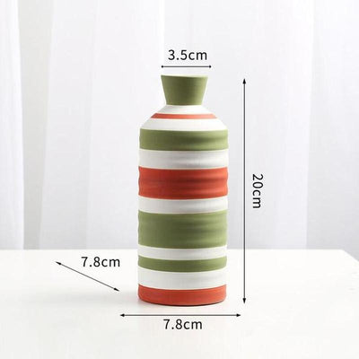Underglaze Colorful Porcelain Vase Modern Striped Design in Multiple Shapes