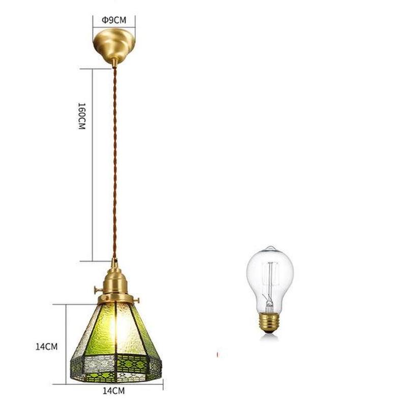 Vintage Brass & Glass Pendant Light Handcrafted with Walnut Accents