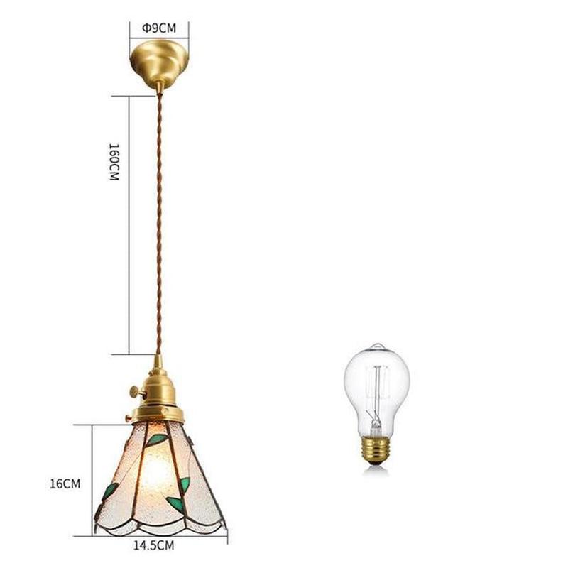 Vintage Brass & Glass Pendant Light Handcrafted with Walnut Accents