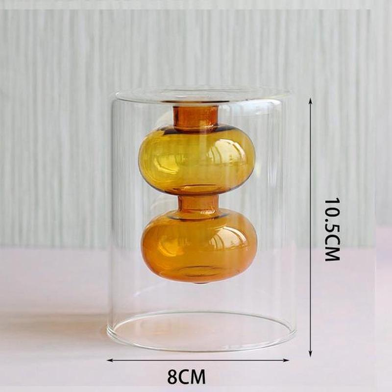 Vintage Glass Vase Flower Transparent Brown