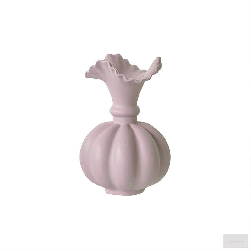 Vintage Ruffled Pumpkin Ceramic Vase