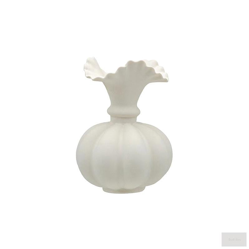 Vintage Ruffled Pumpkin Ceramic Vase