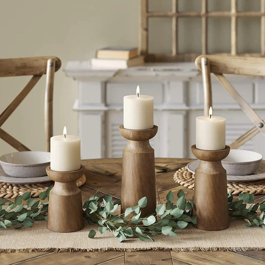 Vintage Wooden Candle Holders