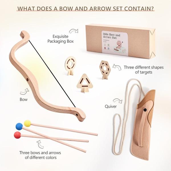 Wooden Bow and Arrow Toy Set