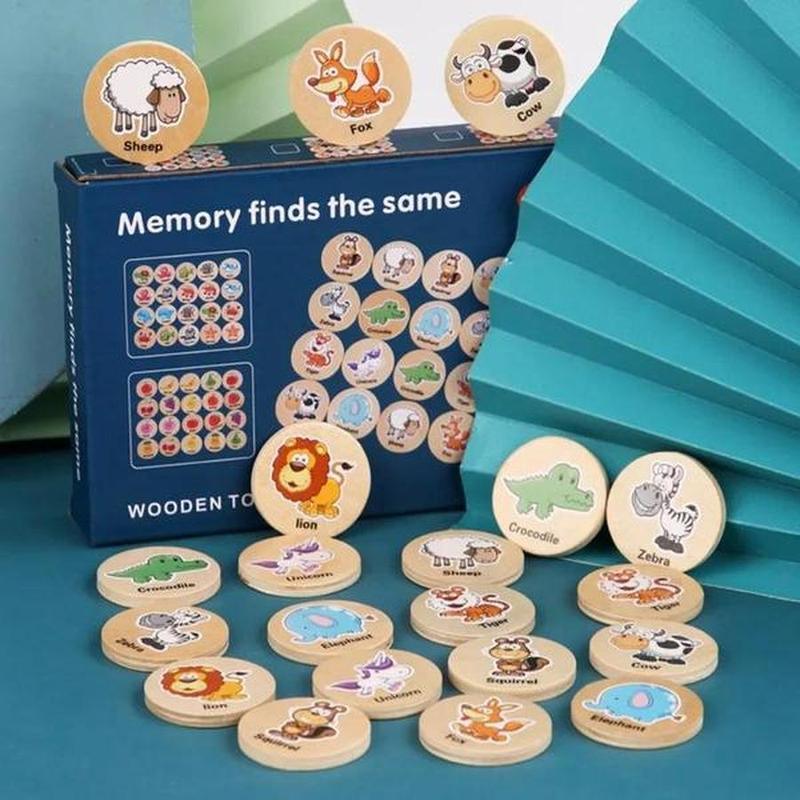 Wooden Memory Chess Game Educational Cognitive Toy for Kids