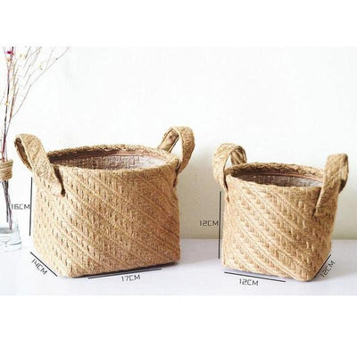 Woven Jute Cloth Toy Storage / Laundry Basket