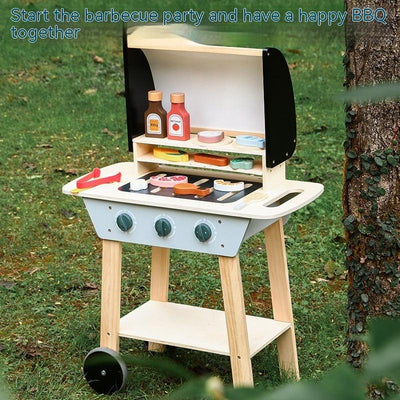 Kids Wooden Barbecue Grill Toy – Simulated Kitchen Playset (Ages 4–6)
