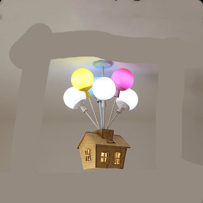 Children’s Balloon Ceiling Lamp | Korean Style Acrylic Pendant Light | LED Flying House Design – Adjustable Height (White, Warm, Tricolor Dimming)