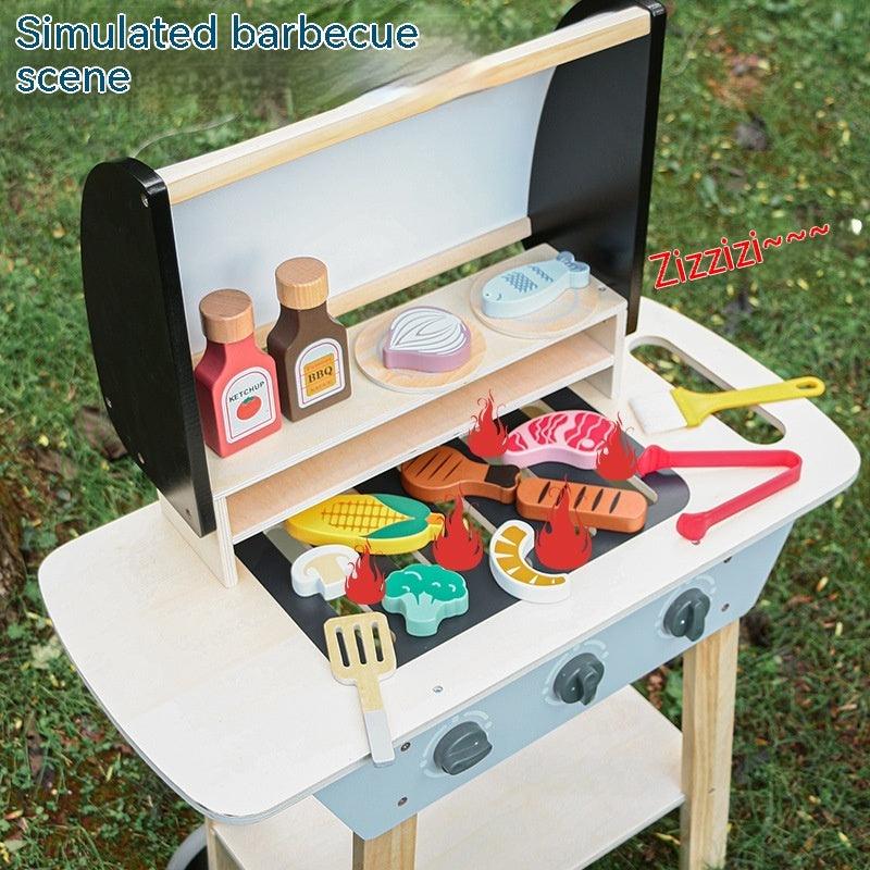 Kids Wooden Barbecue Grill Toy – Simulated Kitchen Playset (Ages 4–6)