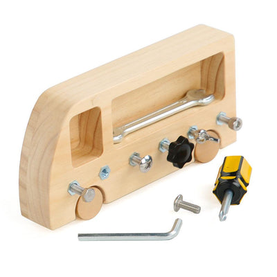 Wooden Busy Bus Toy – Montessori Screwdriver Board for Kids with Tools & Screws (Ages 4–6)