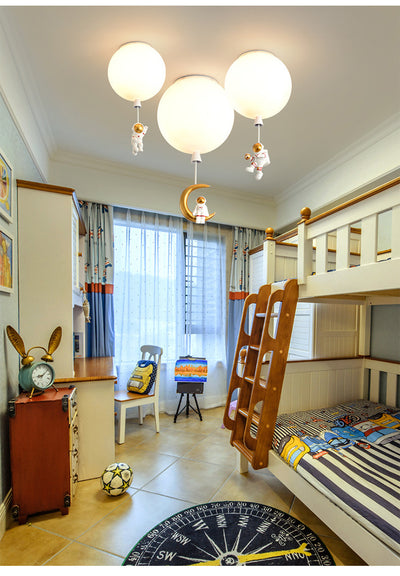 Astronaut Creative Ceiling Lamp for Kids Room | Nordic Resin LED Chandelier for Bedroom & Nursery Décor | Moon, Slam Dunk & Walking Astronaut Designs