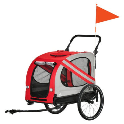 Aosom 2-in-1 Pet Bike Trailer For Small Dogs, Road-Visibility Bicycle Stroller, Weather-Strong Bike Wagon Trailer Sidecar Attachment, Red
