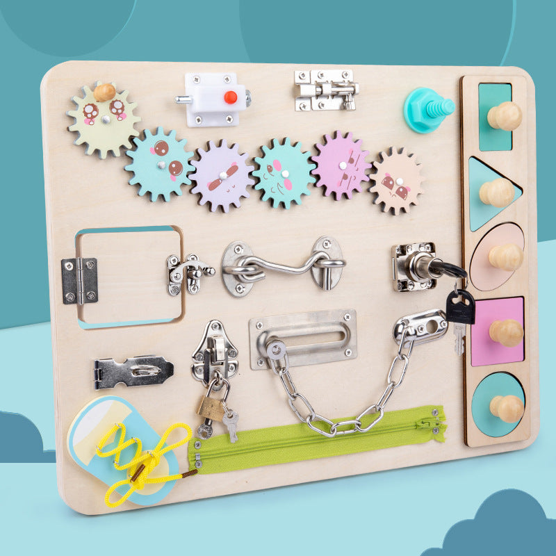 Wooden Colorful Cube Busy Board | Montessori Early Education Sensory Toy for Toddlers & Preschool Kids