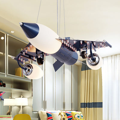 Fighter Jet Chandelier for Kids Room & Living Room | Creative Iron & Glass Ceiling Light Adjustable Pendant Lamp – 220V (65×62×90cm)